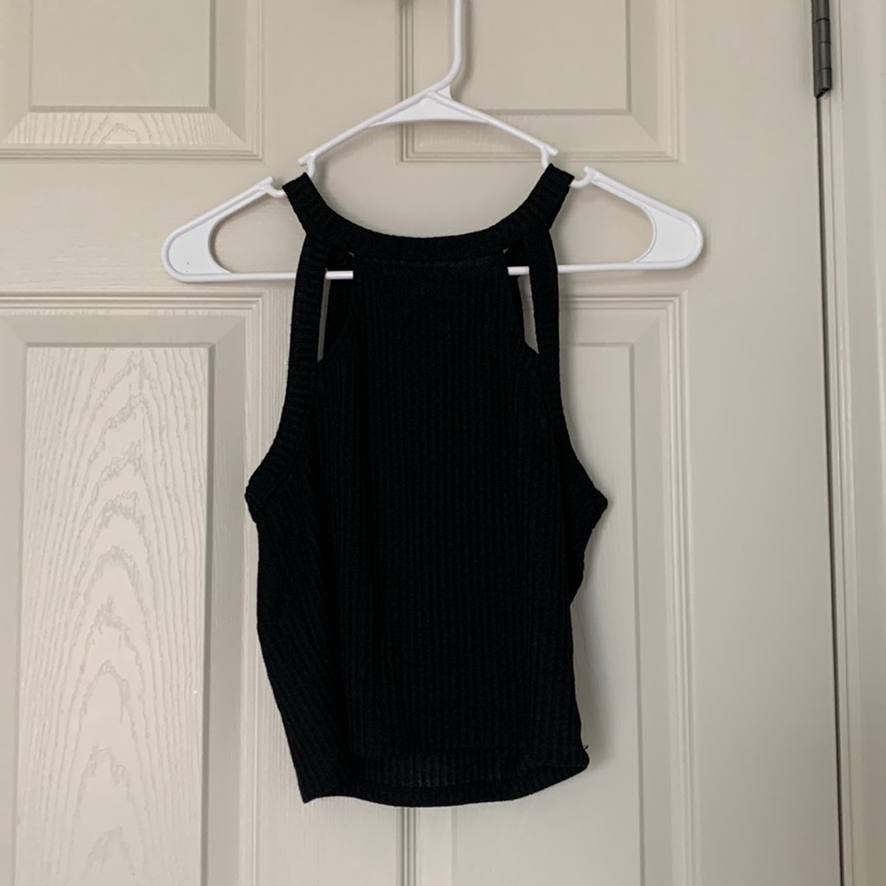 black cropped tank top.
